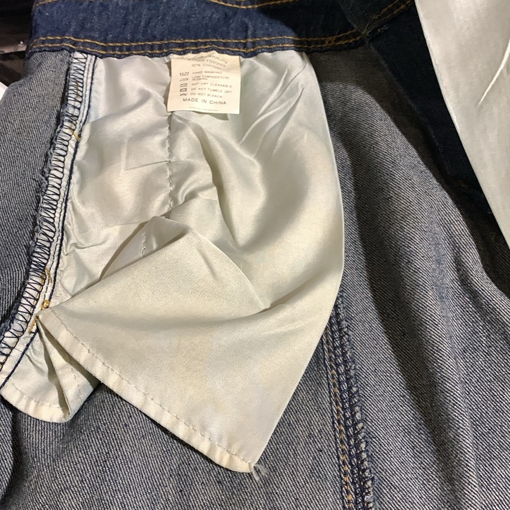 Tanming Long Midi Jean Skirt L Blue A-Line Full Front Zipper with Buttons Cotton - Picture 13 of 14